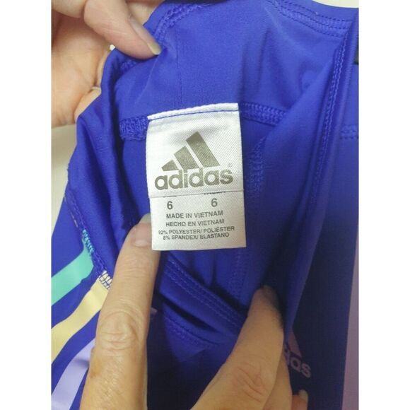 Adidas Girls Cropped Leggings Size 6 Purple/Light Purple Sportswear - Picture 5 of 5